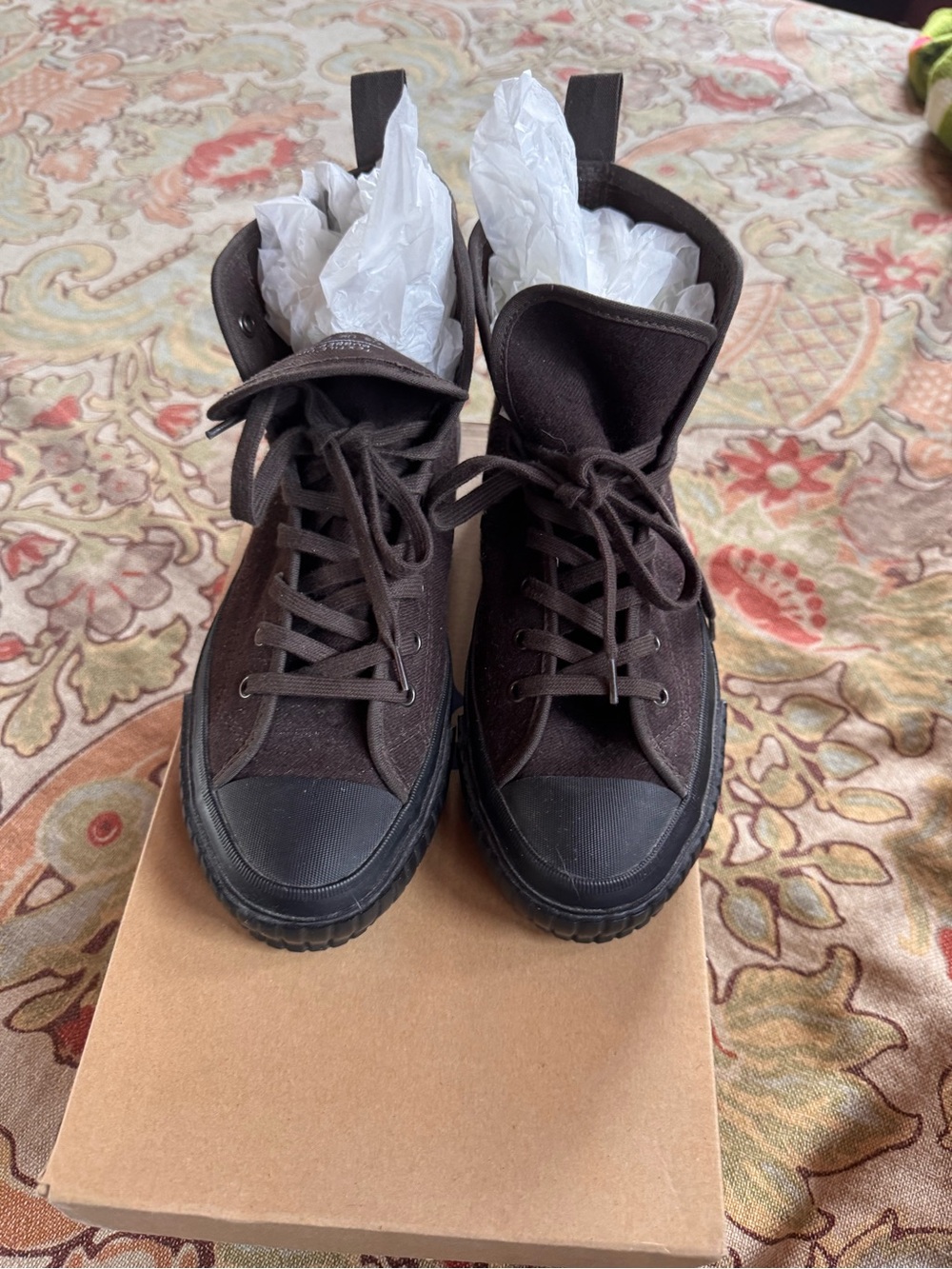 Moonstar FINE VULCANIZED Shoes Sneakers HI BASKET W D.BROWN Kurume Unisex 6/7.5